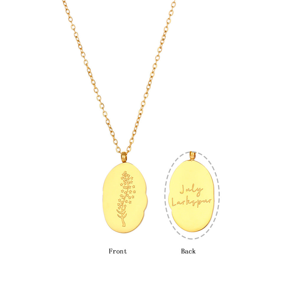 18K Gold Plated Birthday Month Flower Pendant Waterproof Necklace