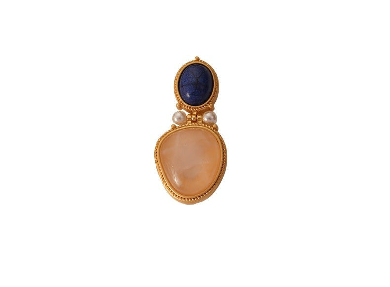 French Vintage Natural Stone Geometric Earrings