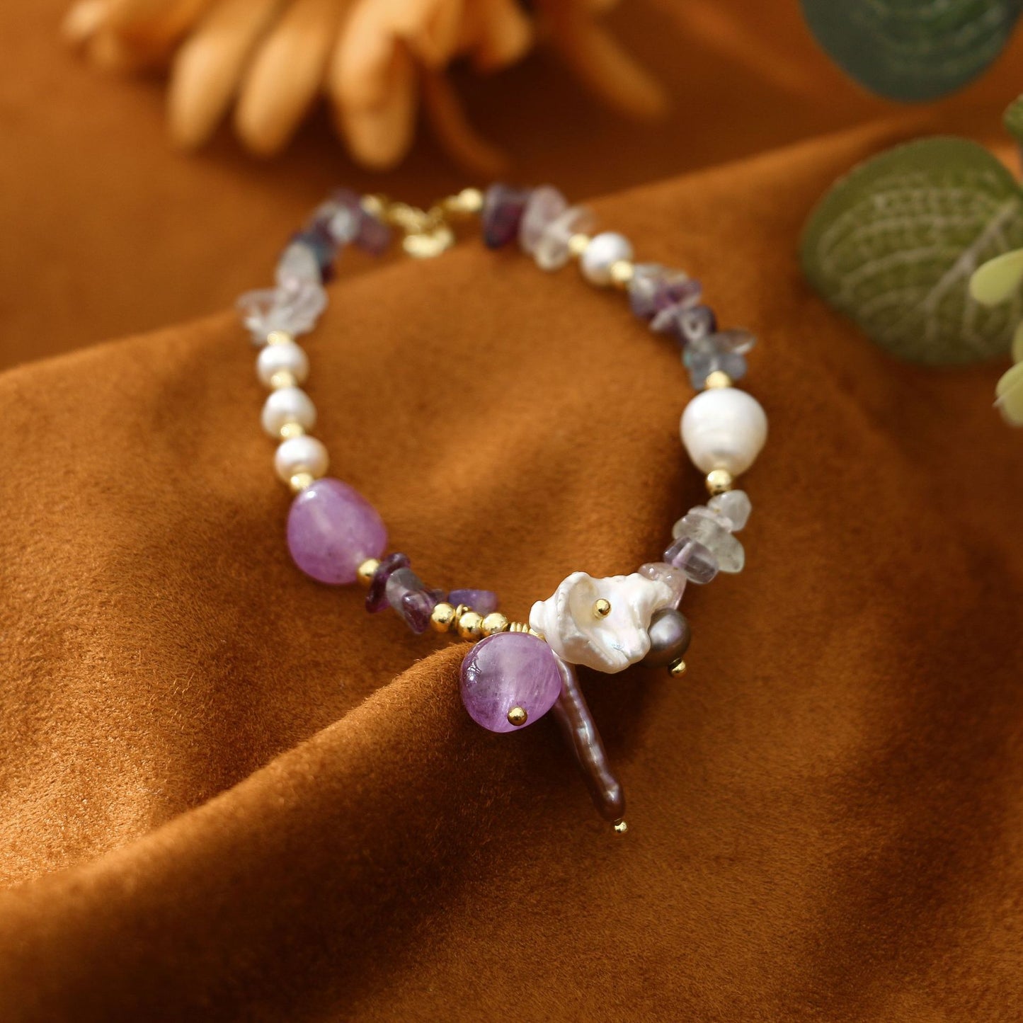 Pipa Bead Petal Pendant Chip Stone Versatile Pearl Bracelet