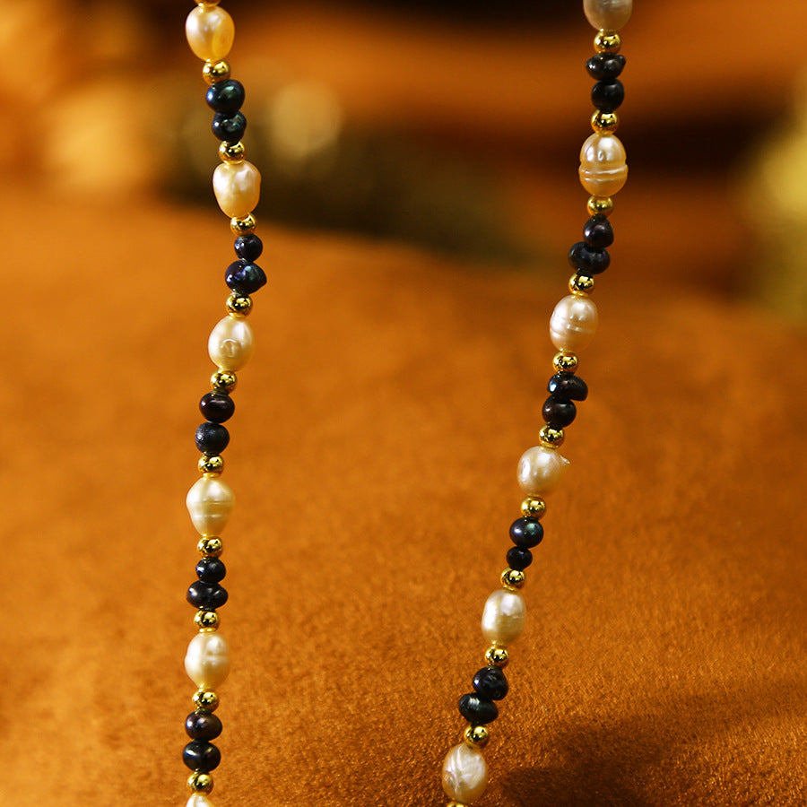 Camellia Pendant Baroque Pink Black Pearl Necklace
