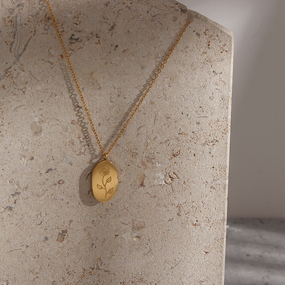 18K Gold Plated Birthday Month Flower Pendant Waterproof Necklace