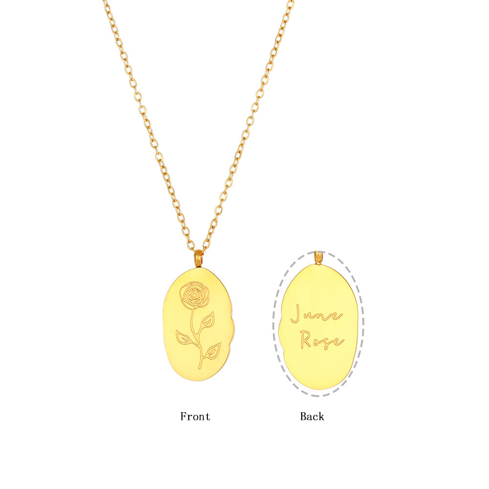 18K Gold Plated Birthday Month Flower Pendant Waterproof Necklace
