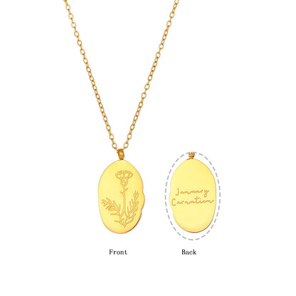 18K Gold Plated Birthday Month Flower Pendant Waterproof Necklace
