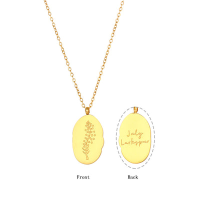 18K Gold Plated Birthday Month Flower Pendant Waterproof Necklace