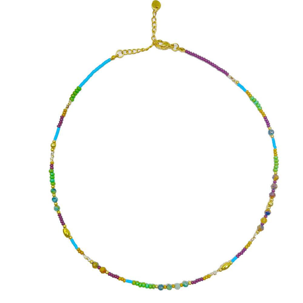 Tiger eye stone rice bead necklace