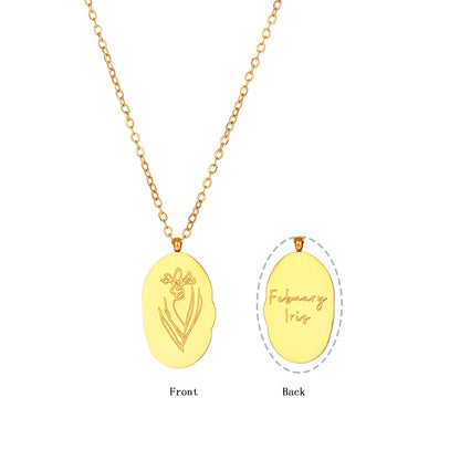 18K Gold Plated Birthday Month Flower Pendant Waterproof Necklace