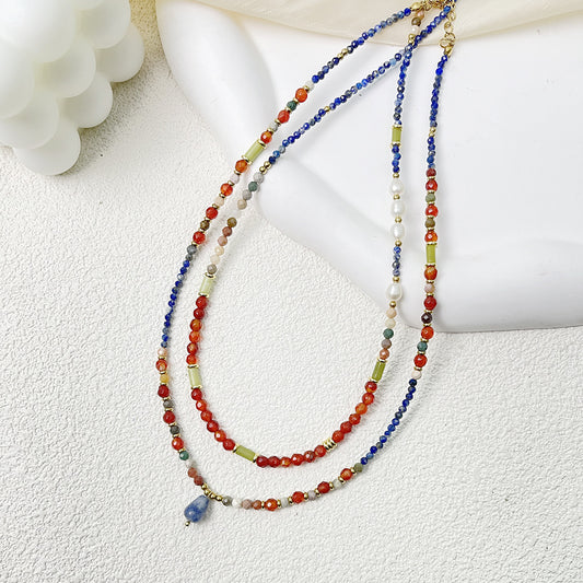Alashan Agate Natural Freshwater Pearl Pendant Necklace