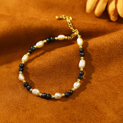Camellia Pendant Baroque Pink Black Pearl Bracelet