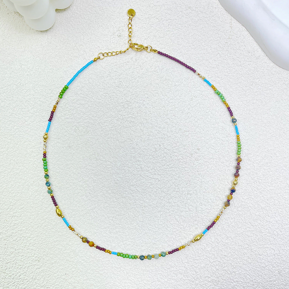 Tiger eye stone rice bead necklace
