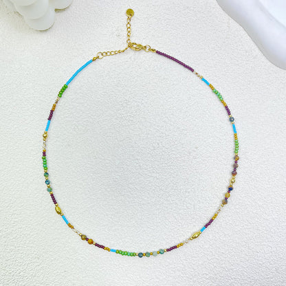 Tiger eye stone rice bead necklace
