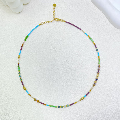 Tiger eye stone rice bead necklace