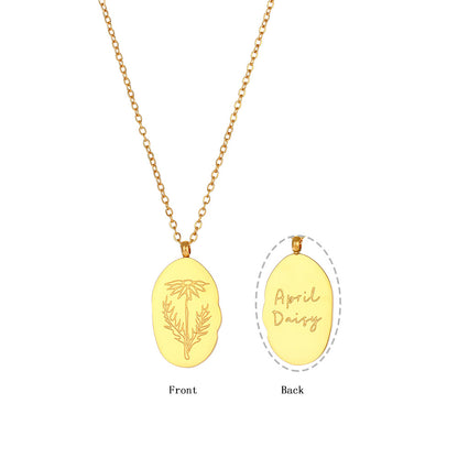 18K Gold Plated Birthday Month Flower Pendant Waterproof Necklace